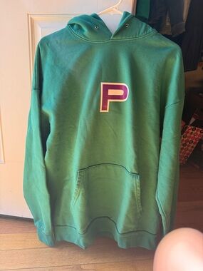 Green Hooded “Powers” Pullover Sweatshirt with their Purple 'P' Logo